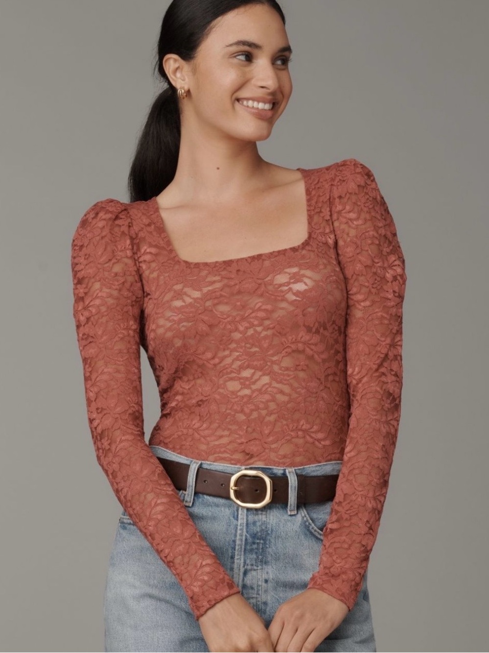 Anthropologie Puff Sleeve Lace Top in Pink. Size XL*. Brand new!